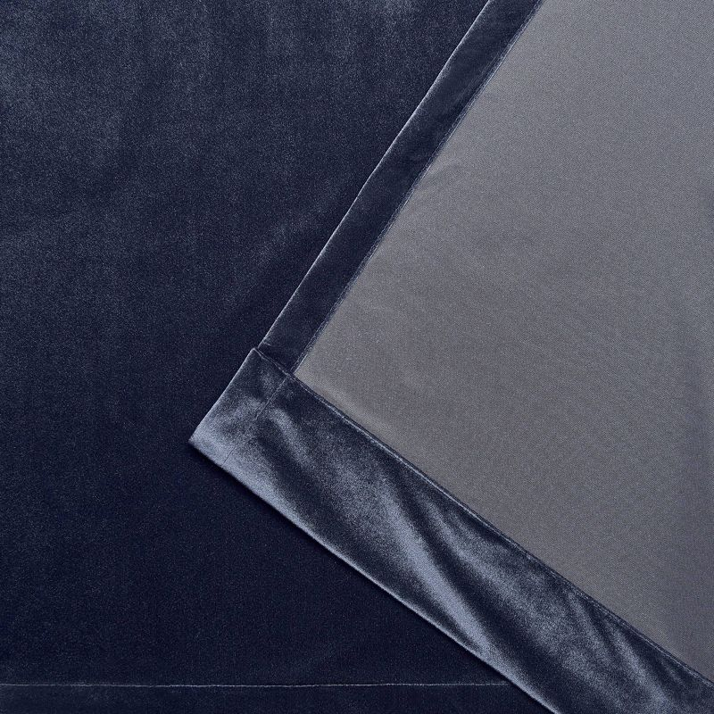 Set of 2 (96"x54") Velvet Back Tab Light Filtering Window Curtain Panels Navy - Exclusive Home: Polyester, OEKO-TEX Certified