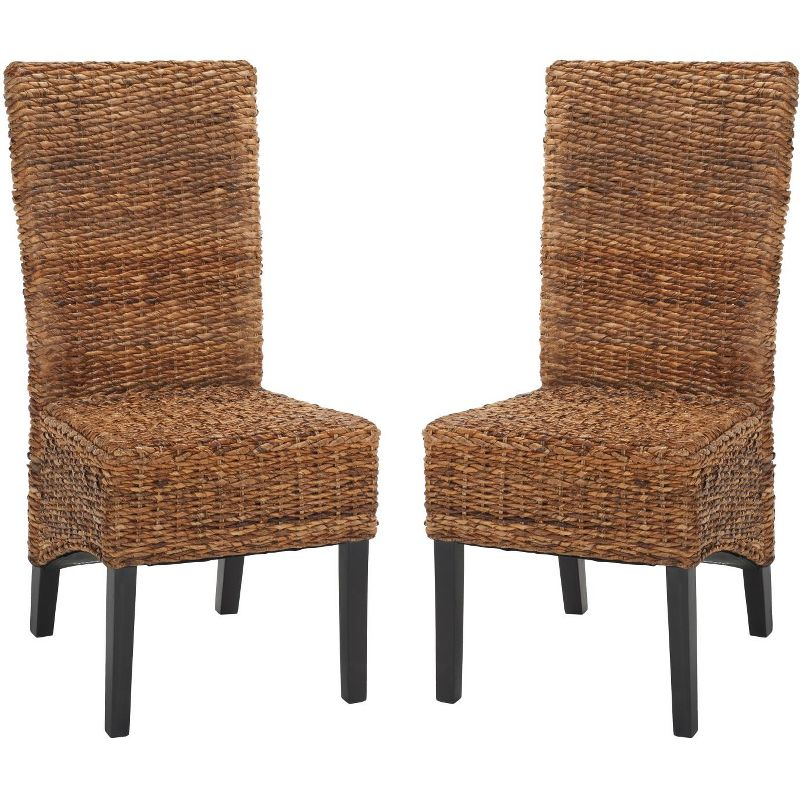 Kiska 18" H Rattan Side Chair (Set of 2) - FOX1021 - Dark Brown - Safavieh Couture