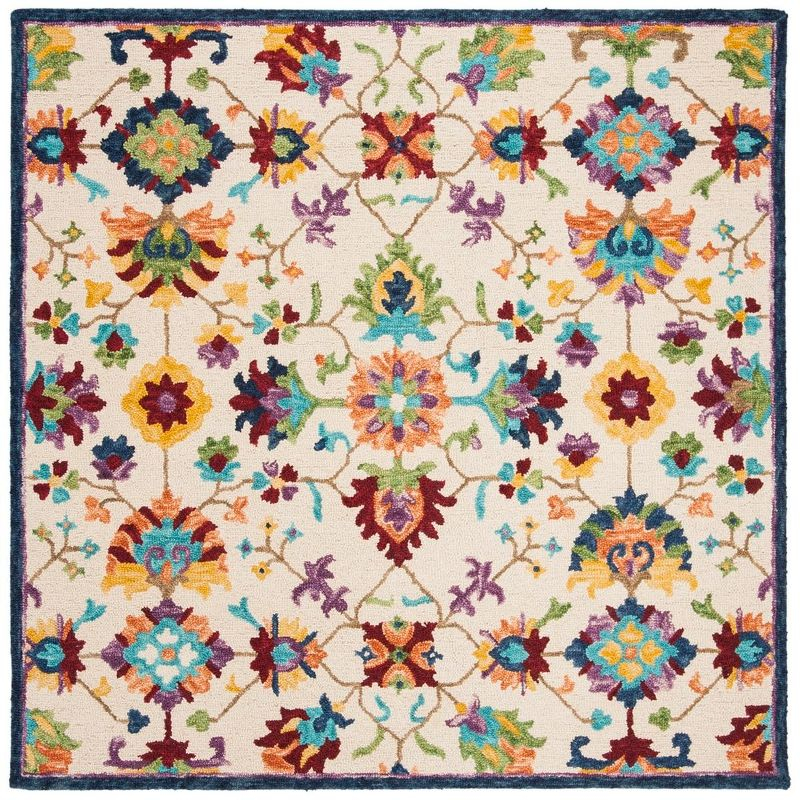 Aspen APN509 Hand Tufted Indoor Area Rug - Ivory/Blue - 5'x5' - Safavieh