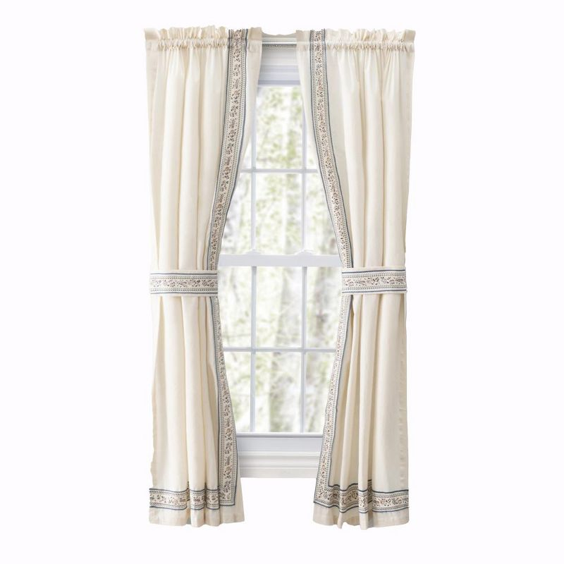 Ellis Curtain Richmark Tailored Rod Pocket Design Curtain Panel Pair for Windows with Ties 70" x 72" Natural