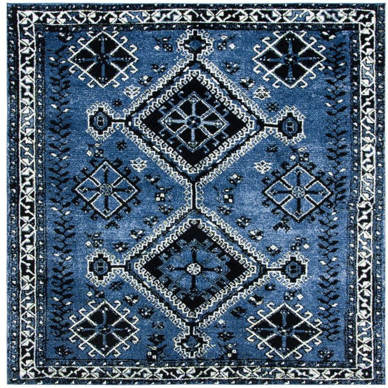 Vintage Hamadan VTH293 Power Loomed Indoor Area Rug - Blue/Black - 6'7"x6'7" - Safavieh