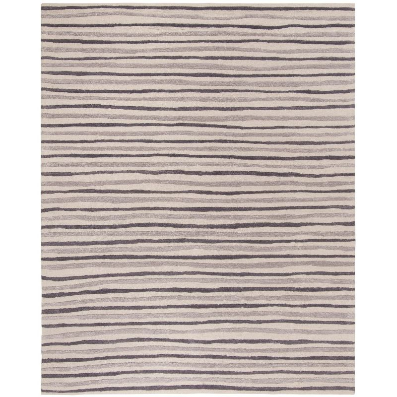 Martha Stewart Hand Drawn Stripe - MSR3619 - Indoor Hand Tufted Area Rugs - Tilled Soil Brn - 8'x10'