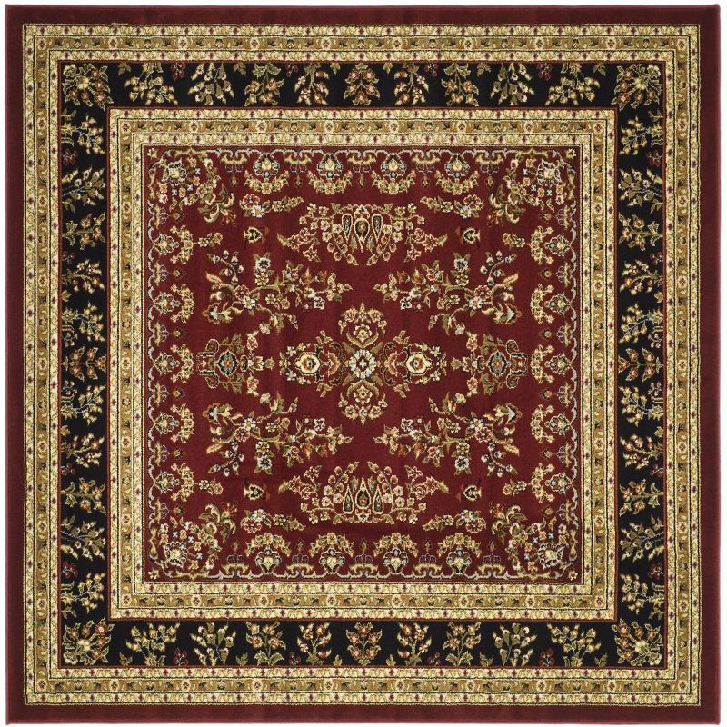 Lyndhurst Sarouk LNH331 Power Loomed Area Rug - Red/Black - 6'x6' - Safavieh
