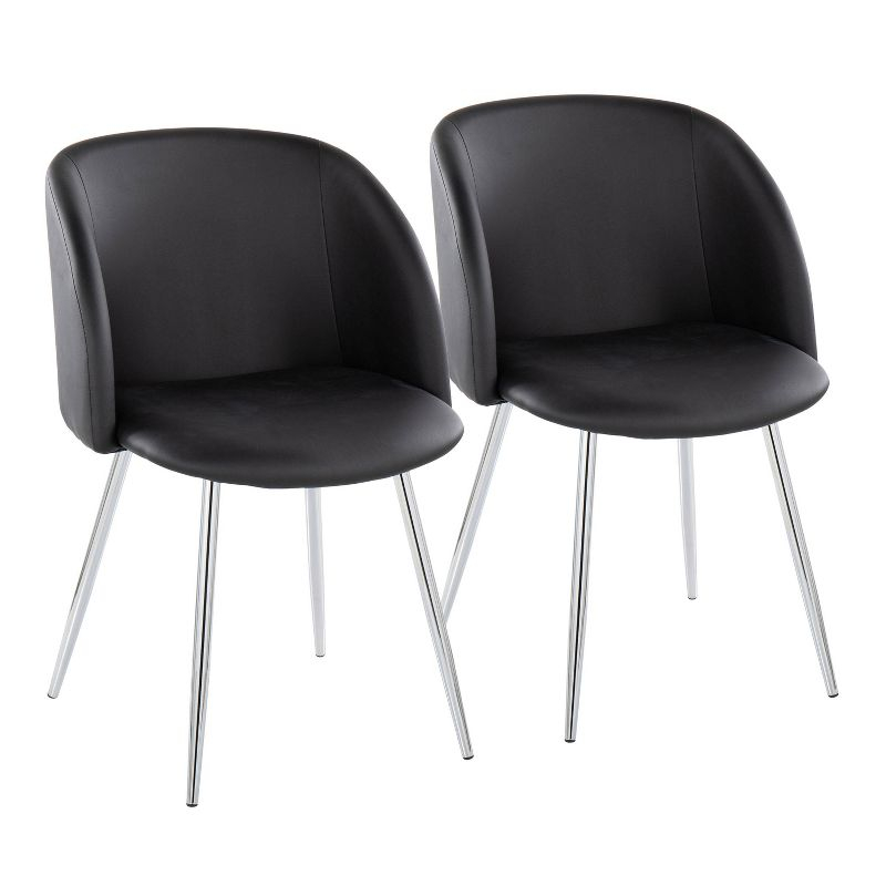 Set of 2 Fran Dining Chairs Chrome/Black - LumiSource: Upholstered, Metal Legs, Contemporary Style