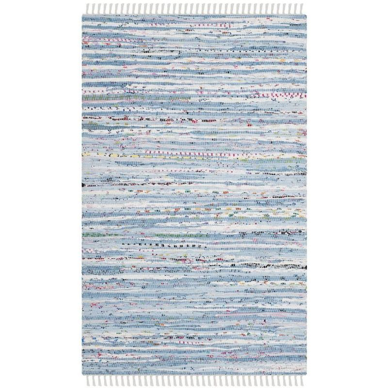 Rag Rug RAR125 Hand Woven Indoor Accent Rug - Light Blue/Multi - 2'6"x4' - Safavieh.