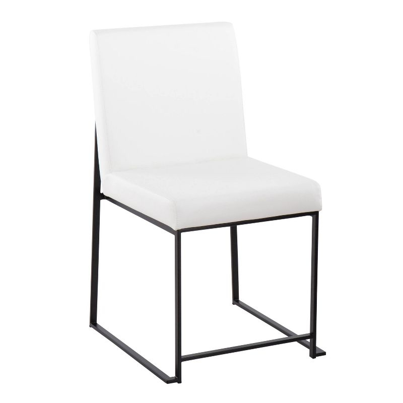 Set of 2 High Back Fuji Dining Chairs Leather/Steel Black/White - LumiSource