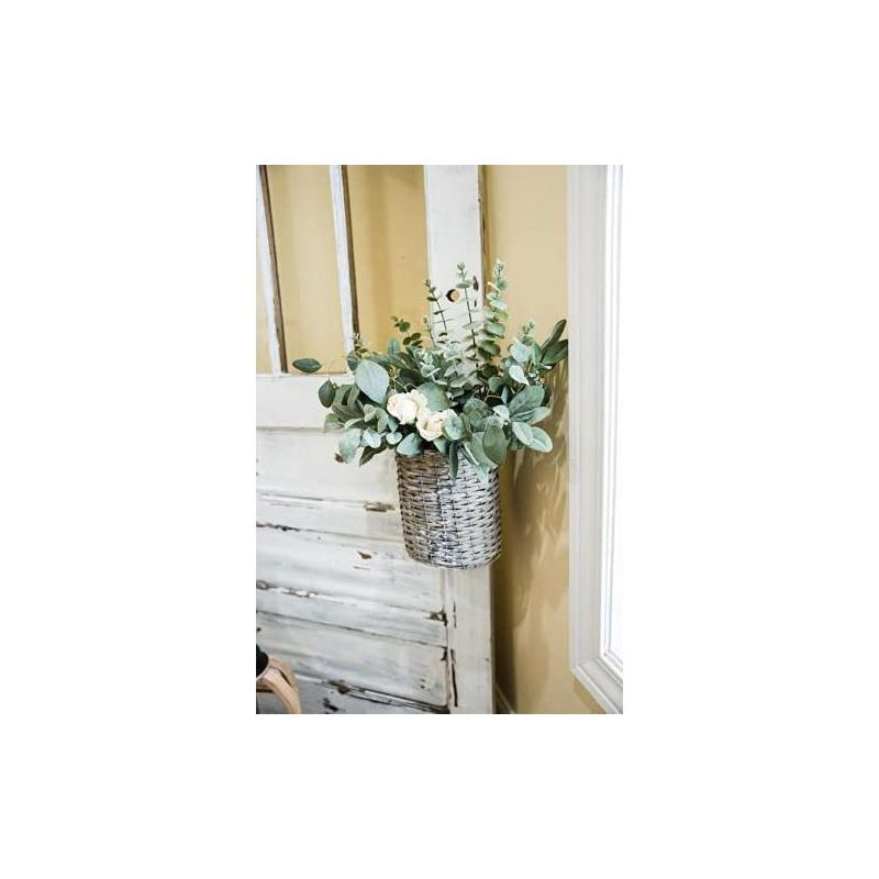 AuldHome Design Wall Hanging Baskets, Gray, 2pc Set; Small/Medium Wicker Rustic Farmhouse Door