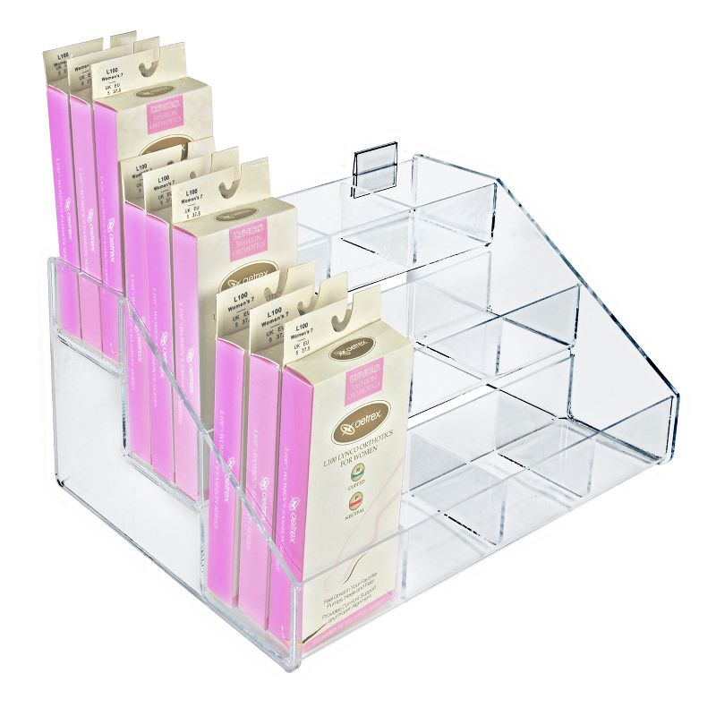 Azar Displays NEW Three-Tier Shelf, 12 Compartment Counter Step Display, 16" wide