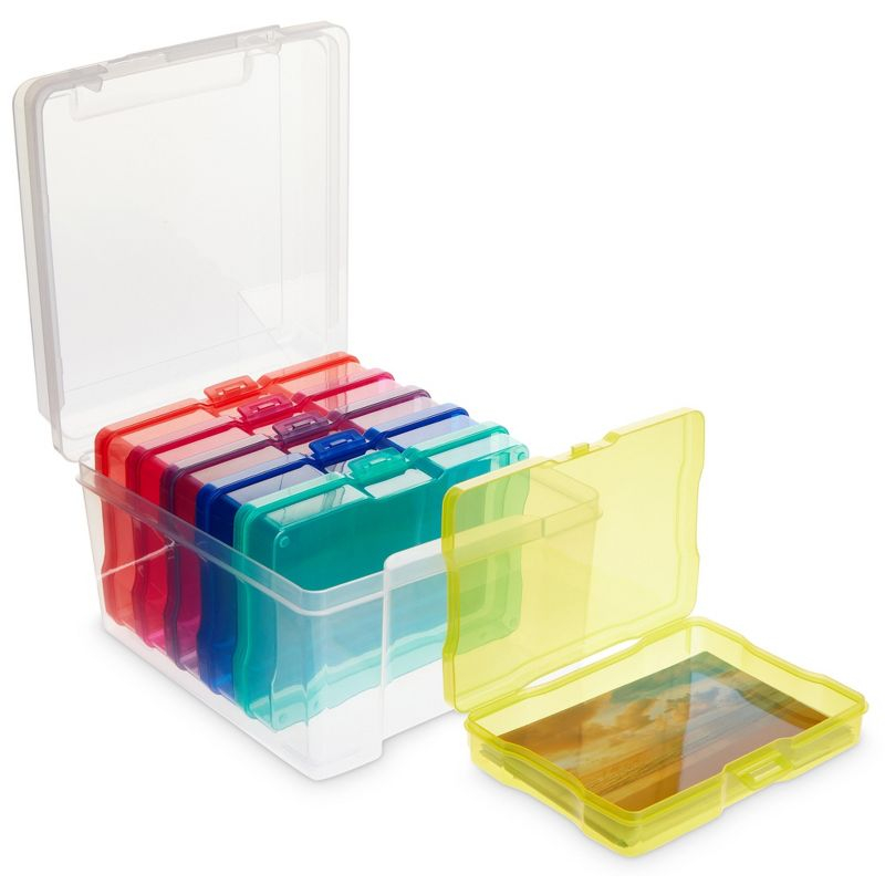 Paper Junkie 4 x 6 Inch Photo Storage Box with 6 Inner Cases, Plastic Box for Stickers, Crafts, Seeds, Craft Organizers and Storage (7 Pieces)