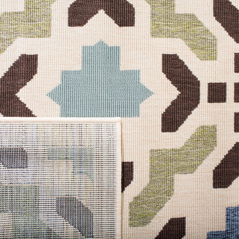 Veranda VER080 Power Loomed Indoor/Outdoor Area Rug - Cream/Aqua - 6'7"x9'6" - Safavieh.