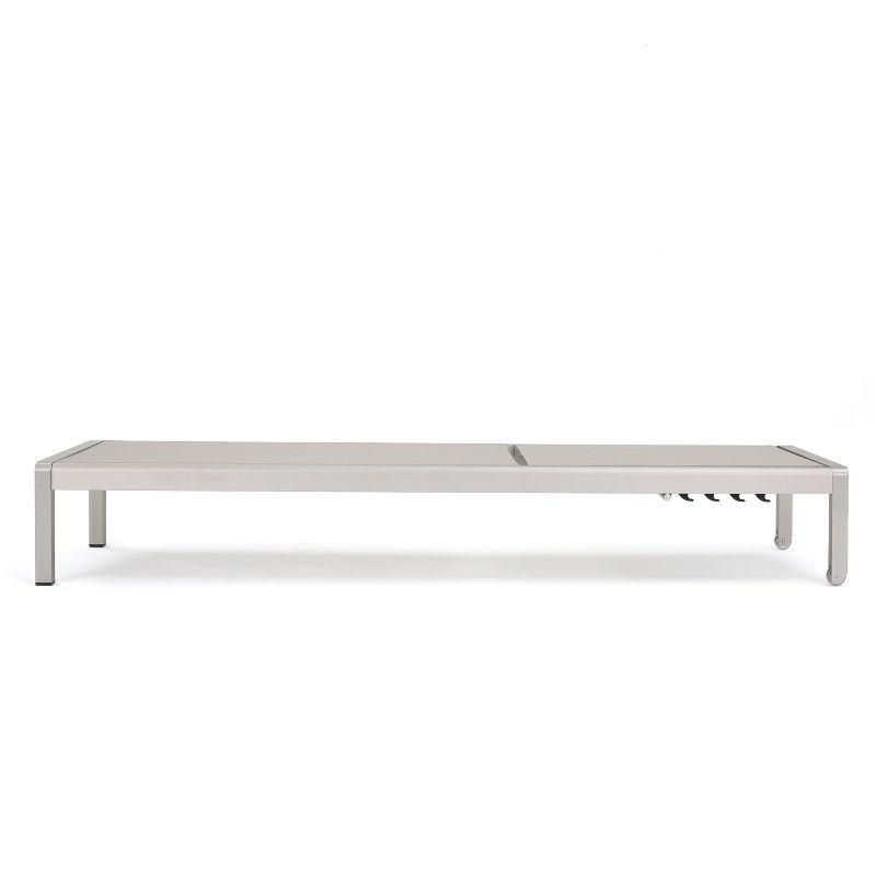 GDFStudio Cape Coral Outdoor Mesh and Aluminum Armless Adjustable Chaise Lounges (Set of 4), Gray/Siver