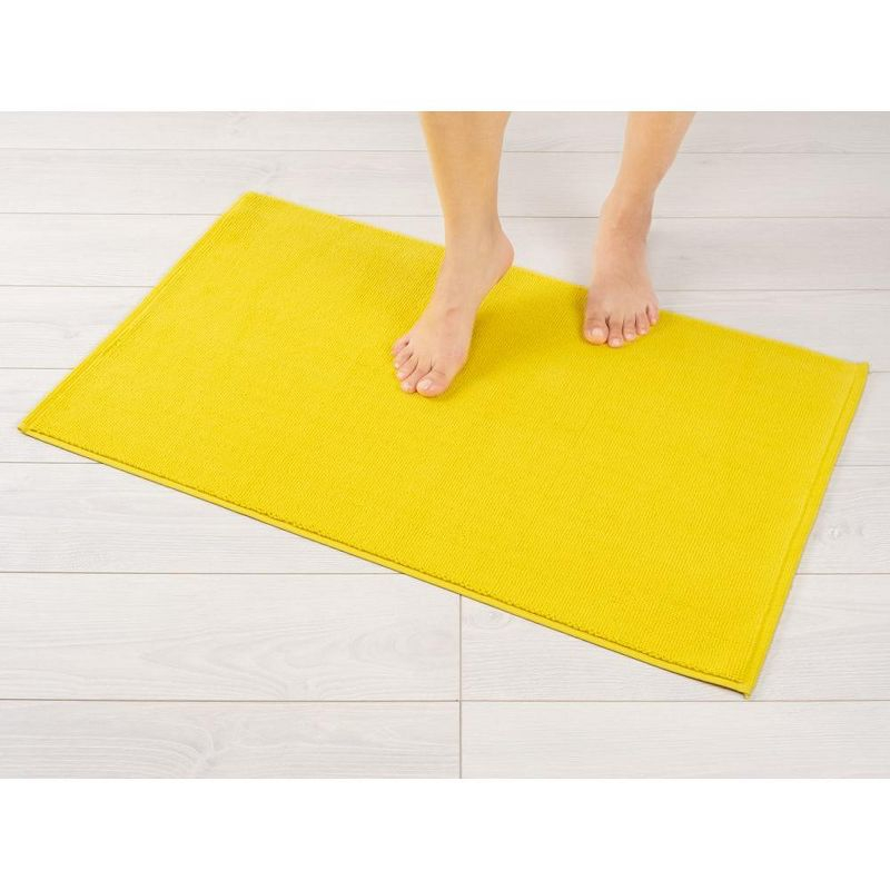 American Soft Linen 100% Cotton Bath Mat Rugs, 20x34 inches Slip Resistant Bottom Base Bath Mats for Bathroom, Yellow