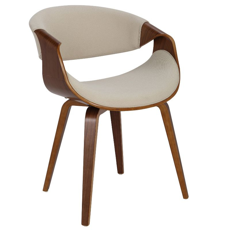 Curvo Mid-Century Modern Dining Accent Chair Cream - Lumisource: Upholstered, Wood Legs, Polyester