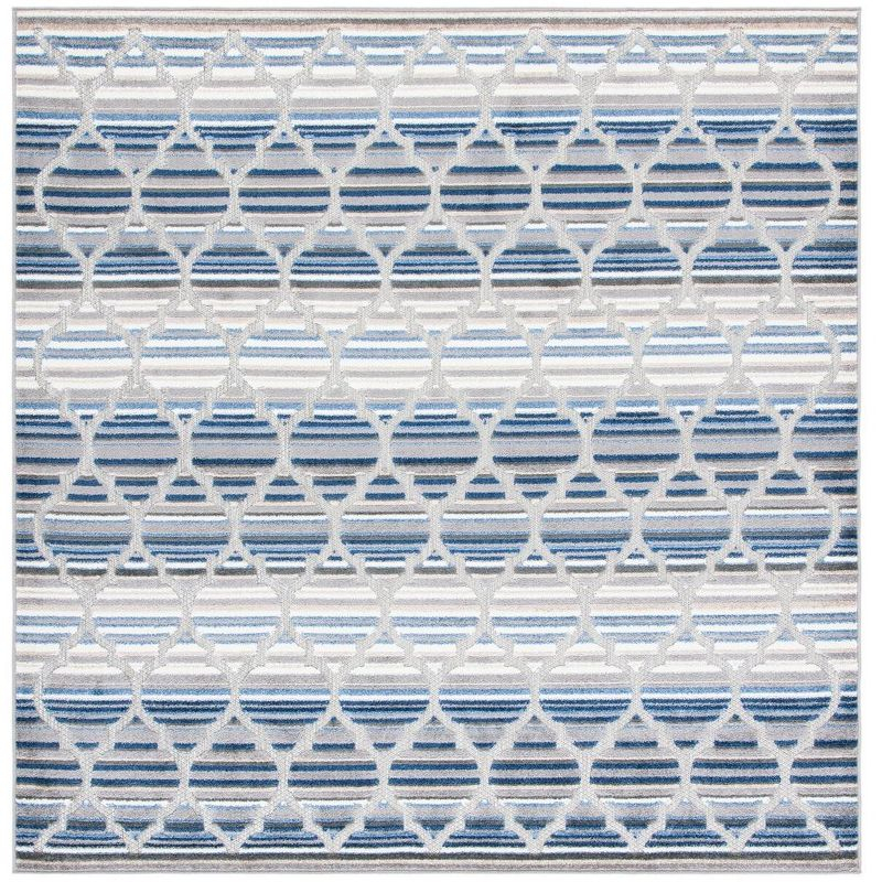 Cabana CBN333 Power Loomed UV Resistant Indoor/Outdoor Accent Rug - Blue/Grey - 3'x3' - Safavieh