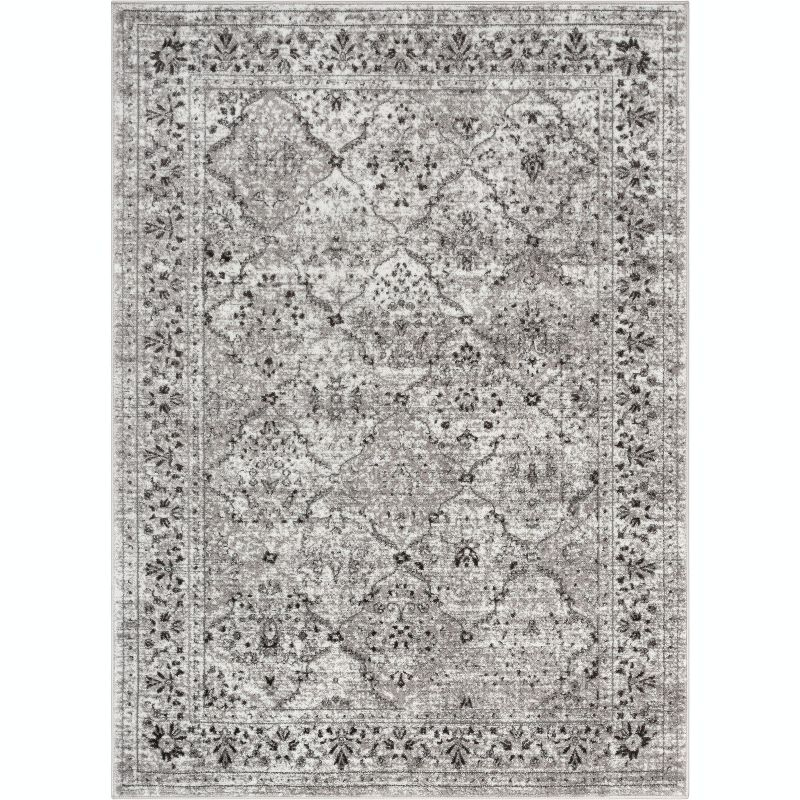 Well Woven Argos Ivory Grey Vintage Oriental Panel Area Rug 8x10 (7'10" x 9'10")