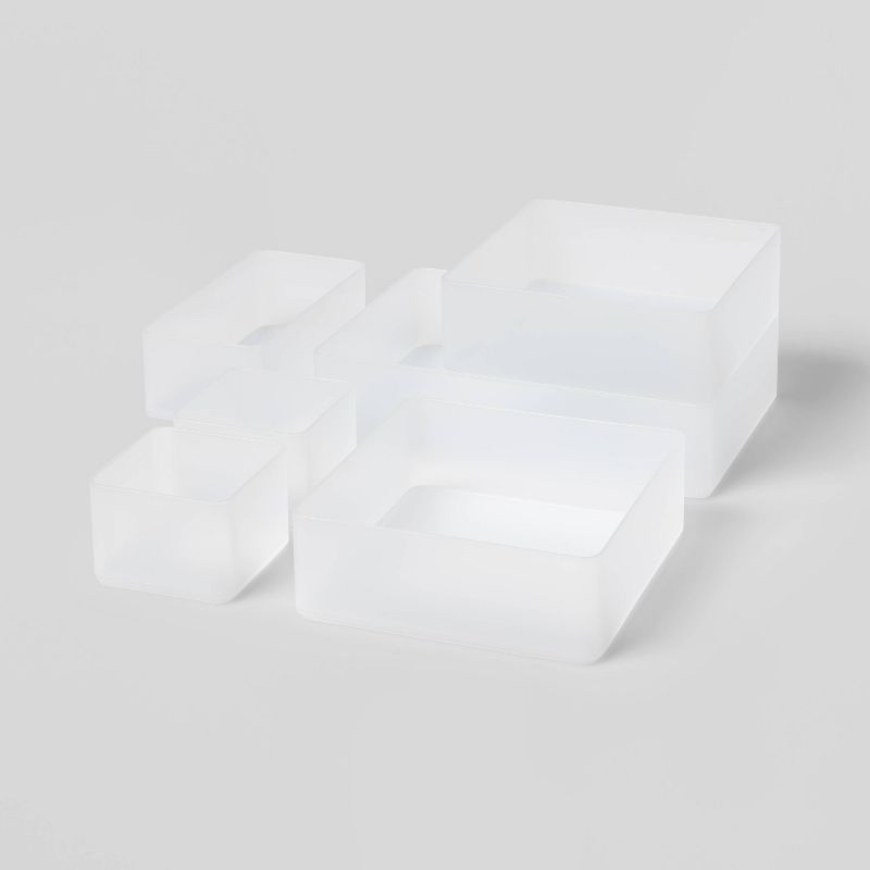 6pc Plastic Drawer Organizer Clear - Brightroom™: Desk & Office Organization Set, Clear Desk Drawer Organizers