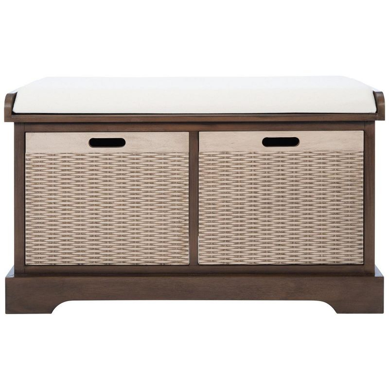 Landers 2 Drawer/Cushion Storage Bench - Brown - Safavieh