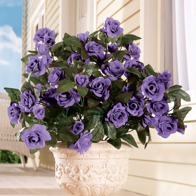 Collections Etc Floral Rose Bushes - Set of 3 Lavender