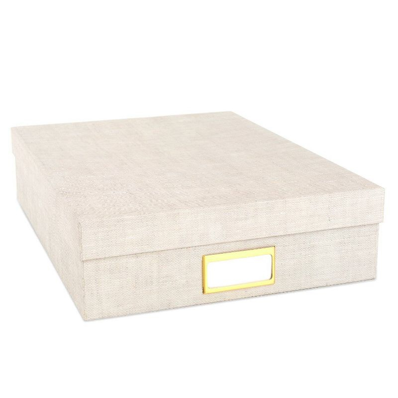 Sugar Paper Essentials Paper File Box Flax: File Organizer & Storage Bin, Beige Paperboard, 13.625" x 10.125" x 3.375"