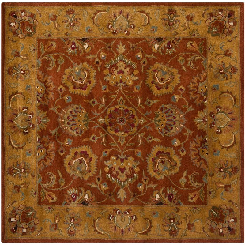 Heritage HG820 Hand Tufted Area Rug - Red/Natural - 6'x6' - Safavieh.