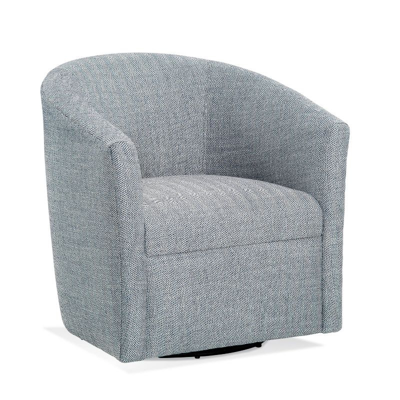 Comfort Pointe Lynton Swivel Accent Chair Indigo/Off White: Upholstered, No Assembly, Wood Legs