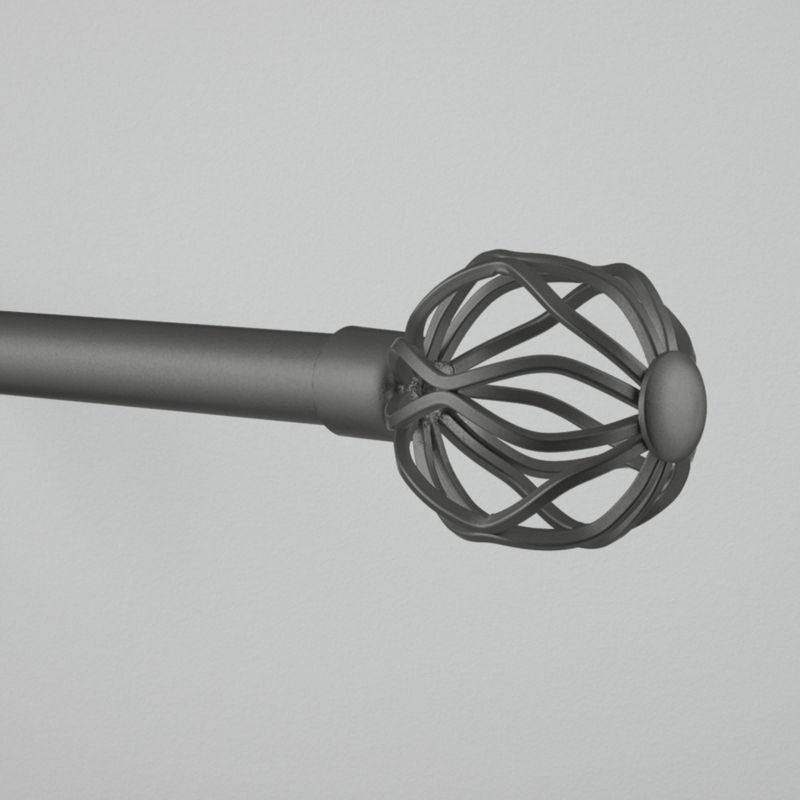 Exclusive Home Ogee 1" Curtain Rod and Coordinating Finial Set, Gunmetal, Adjustable 36"-72"