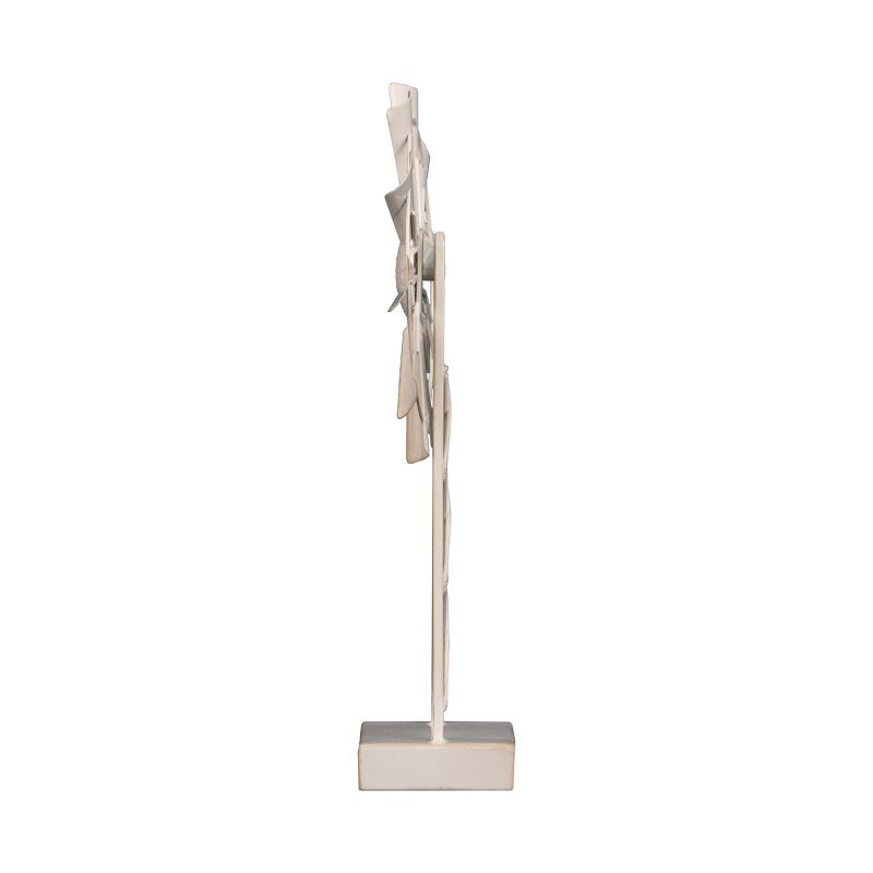 Small White Enamel Metal Windmill Table Decor - Foreside Home & Garden