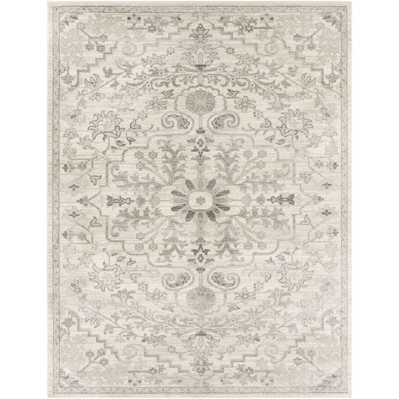 Livabliss 7'10"x10'3" Abby Traditional Rugs Cream/Light Gray: Stain & Fade-Resistant, Medium Pile, Indoor Use