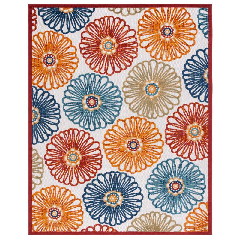 Cabana CBN801 Power Loomed Indoor/Outdoor Area Rug - Creme/Red - 8'x10' - Safavieh.