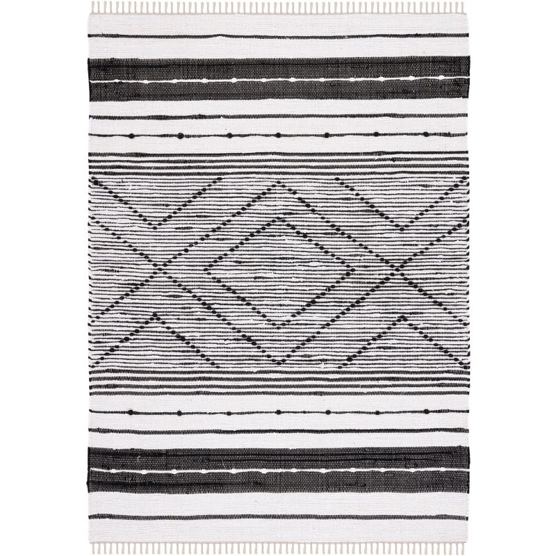 Striped Kilim STK200 Hand Woven Area Rug - Black/Ivory - 4'x6' - Safavieh.