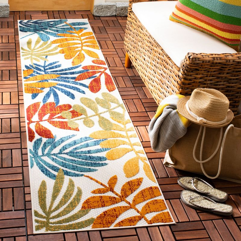Cabana CBN814 Power Loomed Indoor/Outdoor Runner Rug - Creme/Red - 2'x8' - Safavieh.