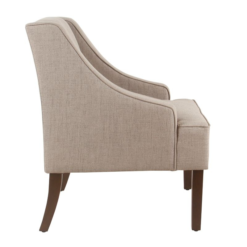 HomePop Classic Swoop Arm Accent Chair Tan: Upholstered Polyester, Foam-Filled, Plywood & Hardwood Frame