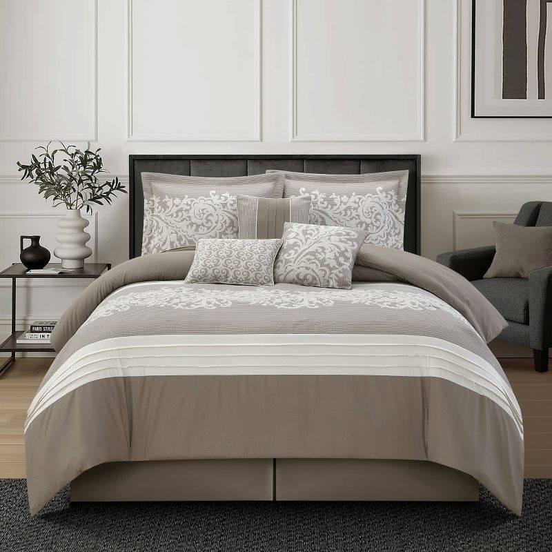 Nanshing 7pc California King Margret Comforter Set Gray