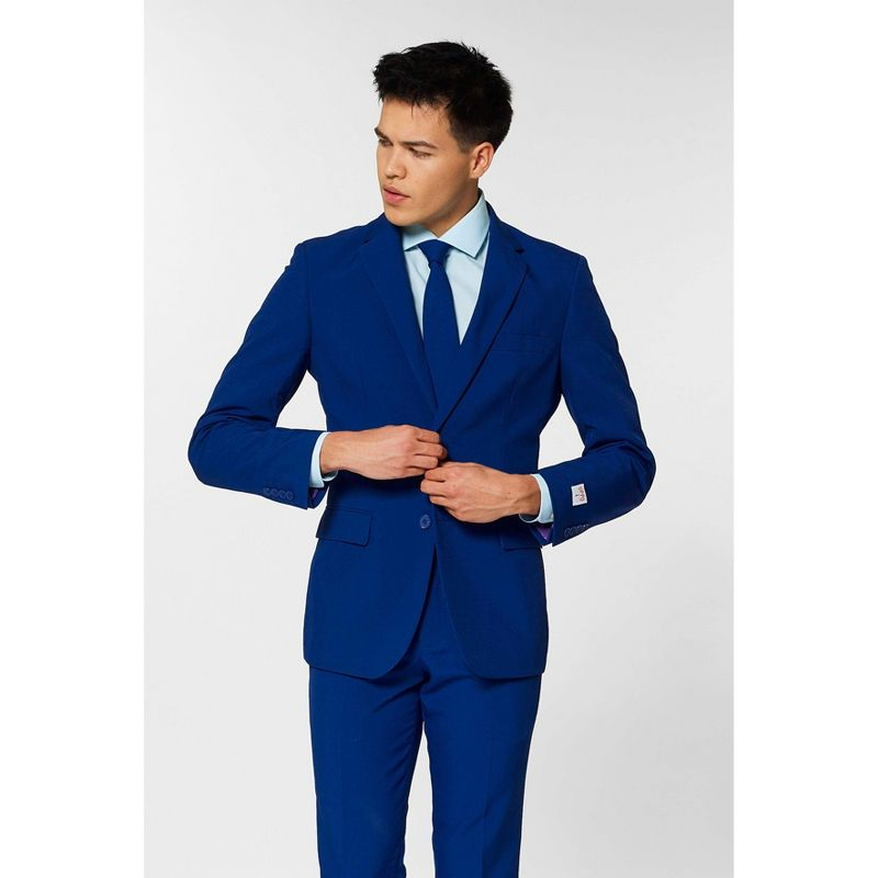 OppoSuits Solid Color Party Suits - Colorful Outfits for Prom, Weddings, Bachelor Parties - Navy Blue  - Size 44