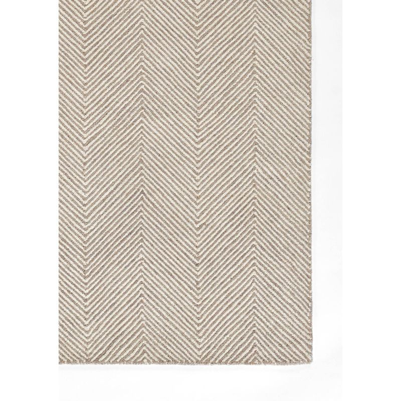 Momeni 9'x12' Charles Zig Zag Handtufted Area Rug Taupe: Wool, Low Pile, Indoor, Rectangle, Striped Pattern, Cotton & Latex Backing