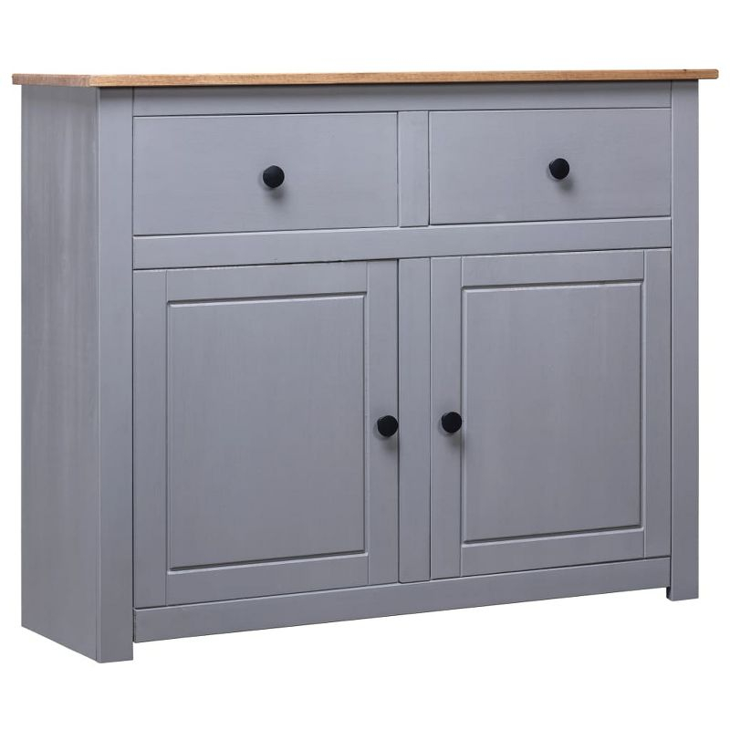 vidaXL Sideboard Gray 36.6 inches x15.7 inches x31.5 inches  Solid Pinewood Panama Range