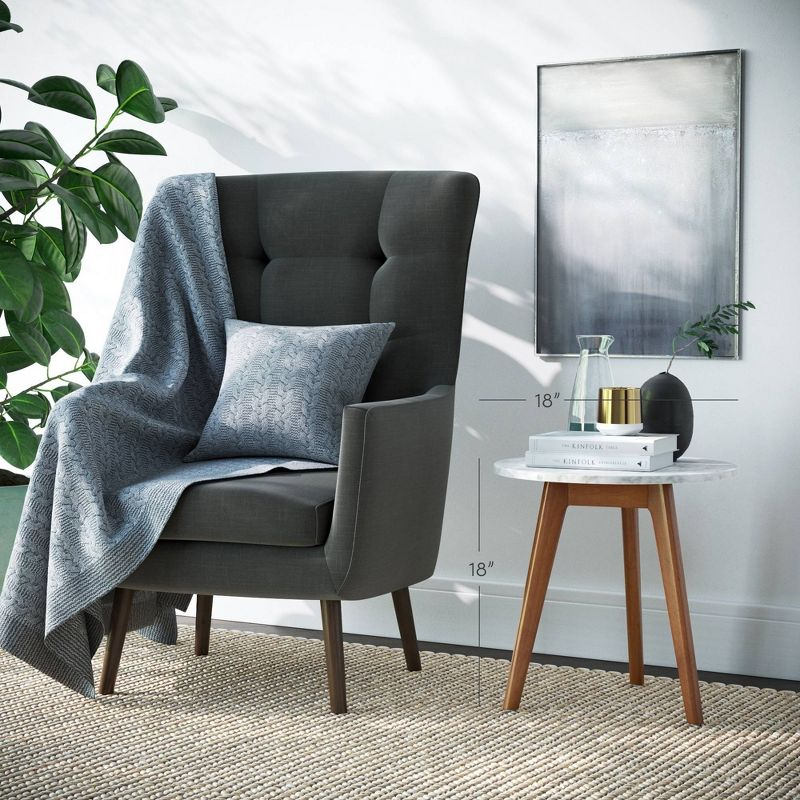 Solid Wood and Faux Marble Round Side Table - Nathan James