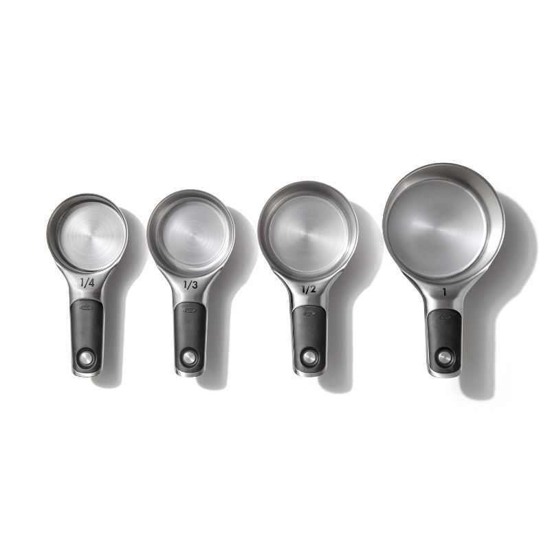 OXO 4pc Stainless Steel Magnetic Measuring Cups Set Black: Nesting Design, Dishwasher-Safe, Includes 1 Cup to 1/4 Cup