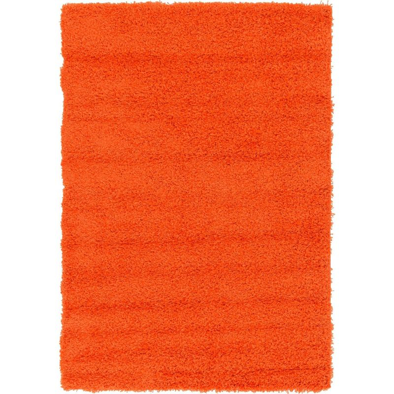 Unique Loom 4' 1 x 6' 1 Solid Shag Tiger Orange Area Rug