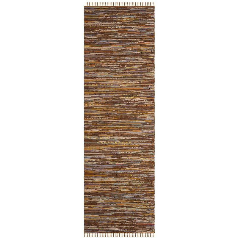 Rag Rug RAR127 Hand Woven Indoor Runner Rug - 2'3"x10' - Gold/Multi - Safavieh