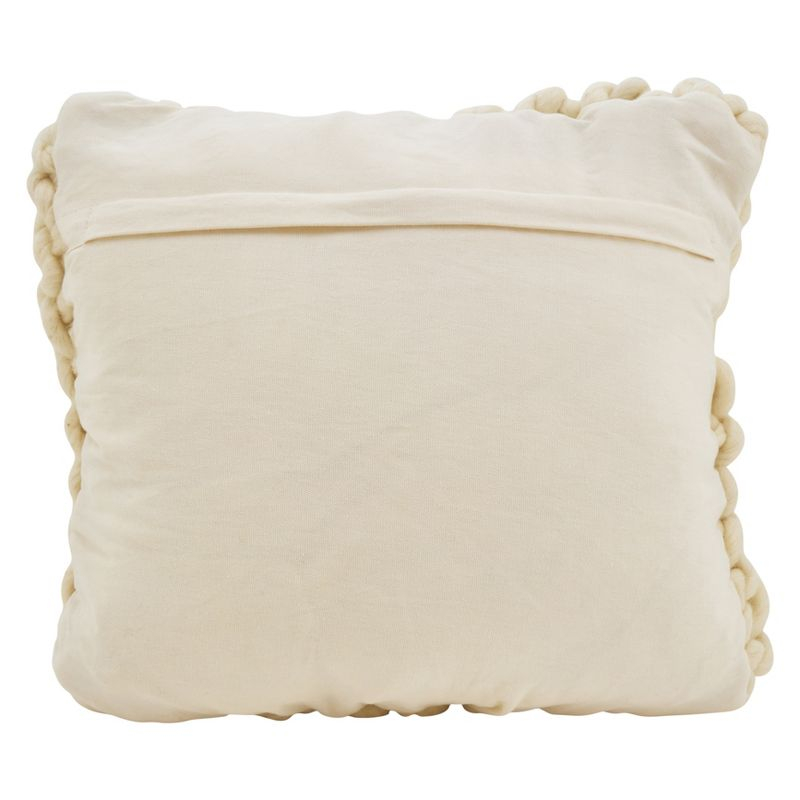 18"x18" Chunky Knit Square Throw Pillow Cream - Saro Lifestyle