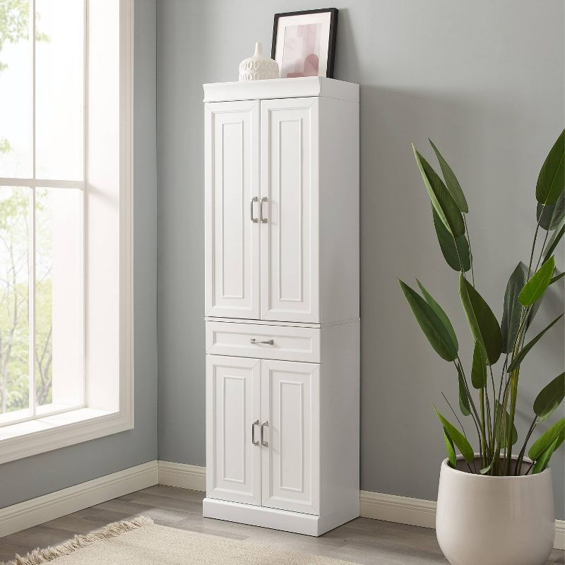 Crosley 78" Stanton Kitchen Storage Pantry Cabinet White: 24-Inch Slim Modular Storage, 5 Shelves, 4 Doors