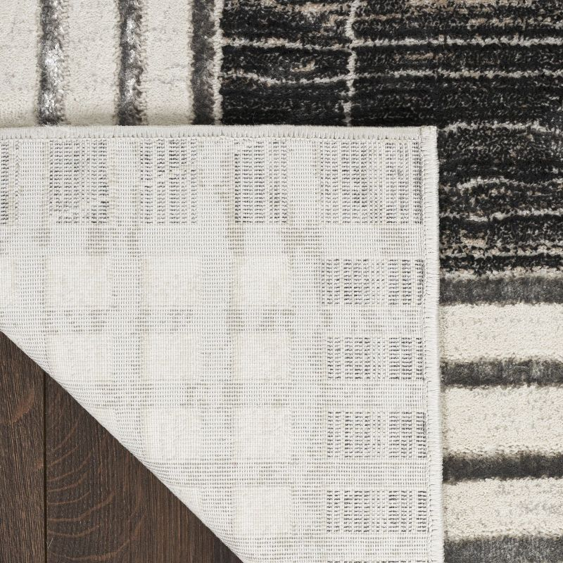 Nourison Desire Modern Art Deco Bordered Indoor Area Rug Charcoal Silver 9' x 12'