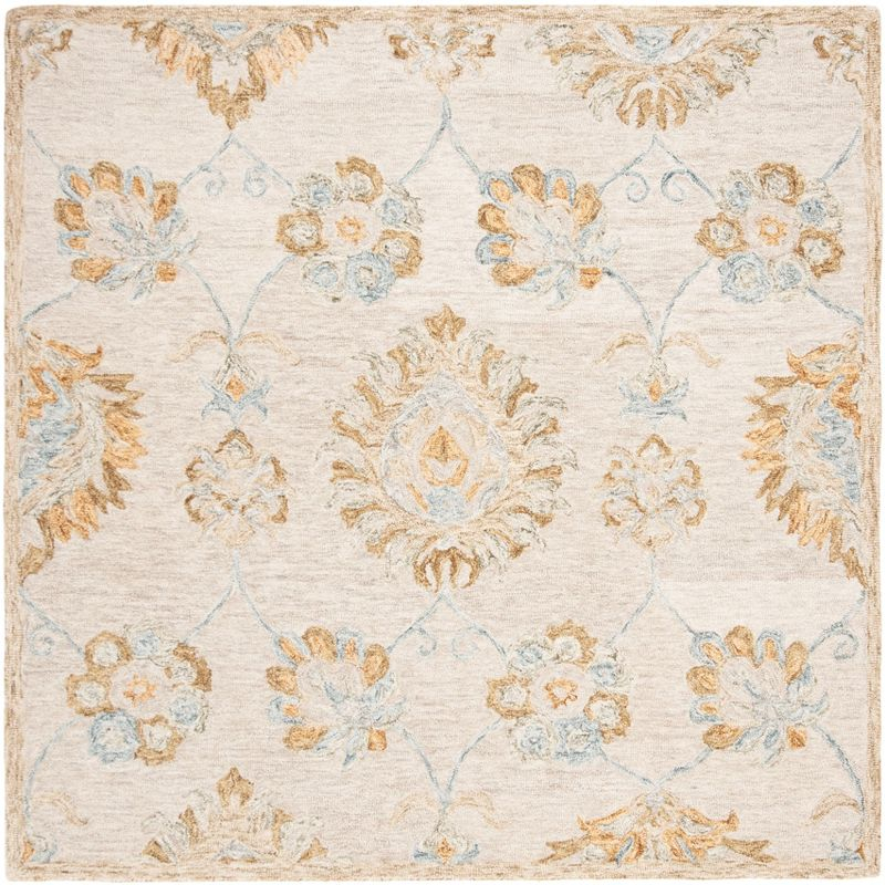 Blossom BLM560 Hand Tufted Area Rug - Beige/Sage - 6'x6' - Safavieh.