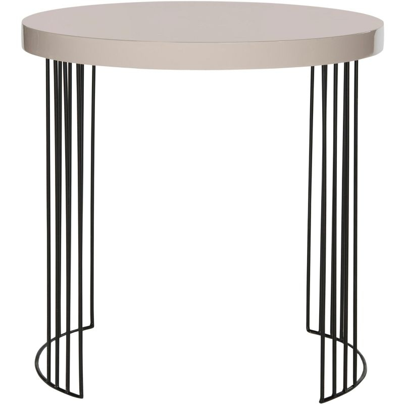 Kelly Mid Century Scandinavian Lacquer Side Table - Taupe/Black - Safavieh.