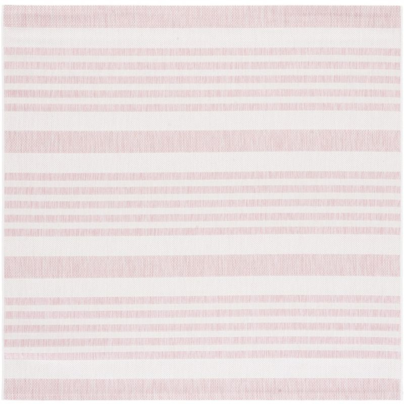 Courtyard CY8062 Power Loomed Indoor and Outdoor Area Rug - Ivory/Soft Pink - 6'7"x6'7" - Safavieh