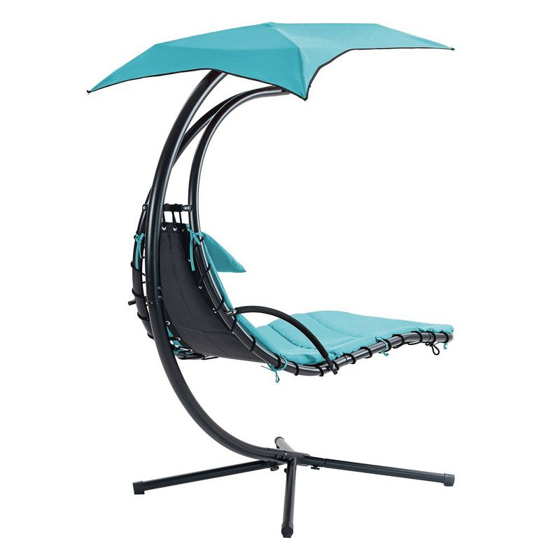53.15"Hanging Chaise Lounger with Removable Canopy Hammock Chair with Stand,Blue