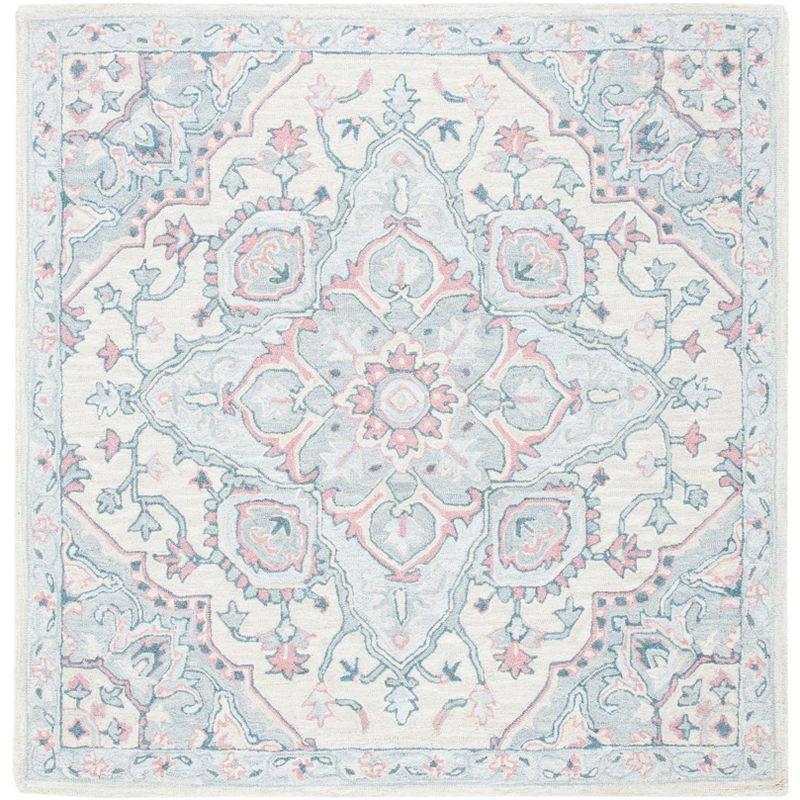 Heritage HG922 Hand Tufted Area Rug - Beige/Blue - 6'x6' - Safavieh.