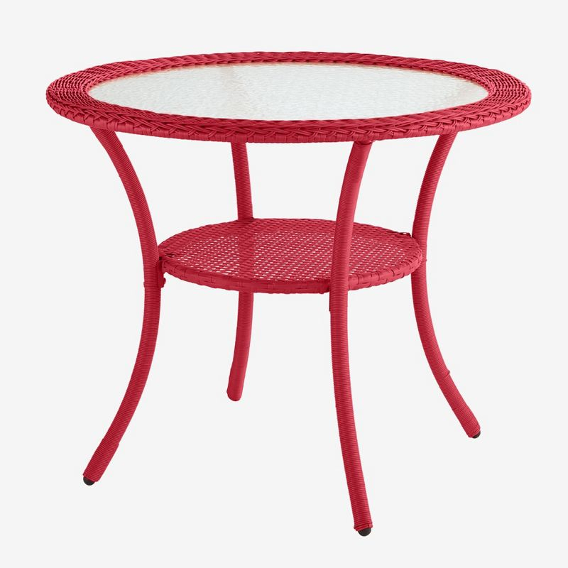 BrylaneHome Roma All-Weather Resin Wicker Bistro Table - White