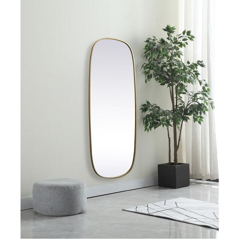 Elegant Lighting Metal Frame Oval Mirror 24x60 Inch in Brass